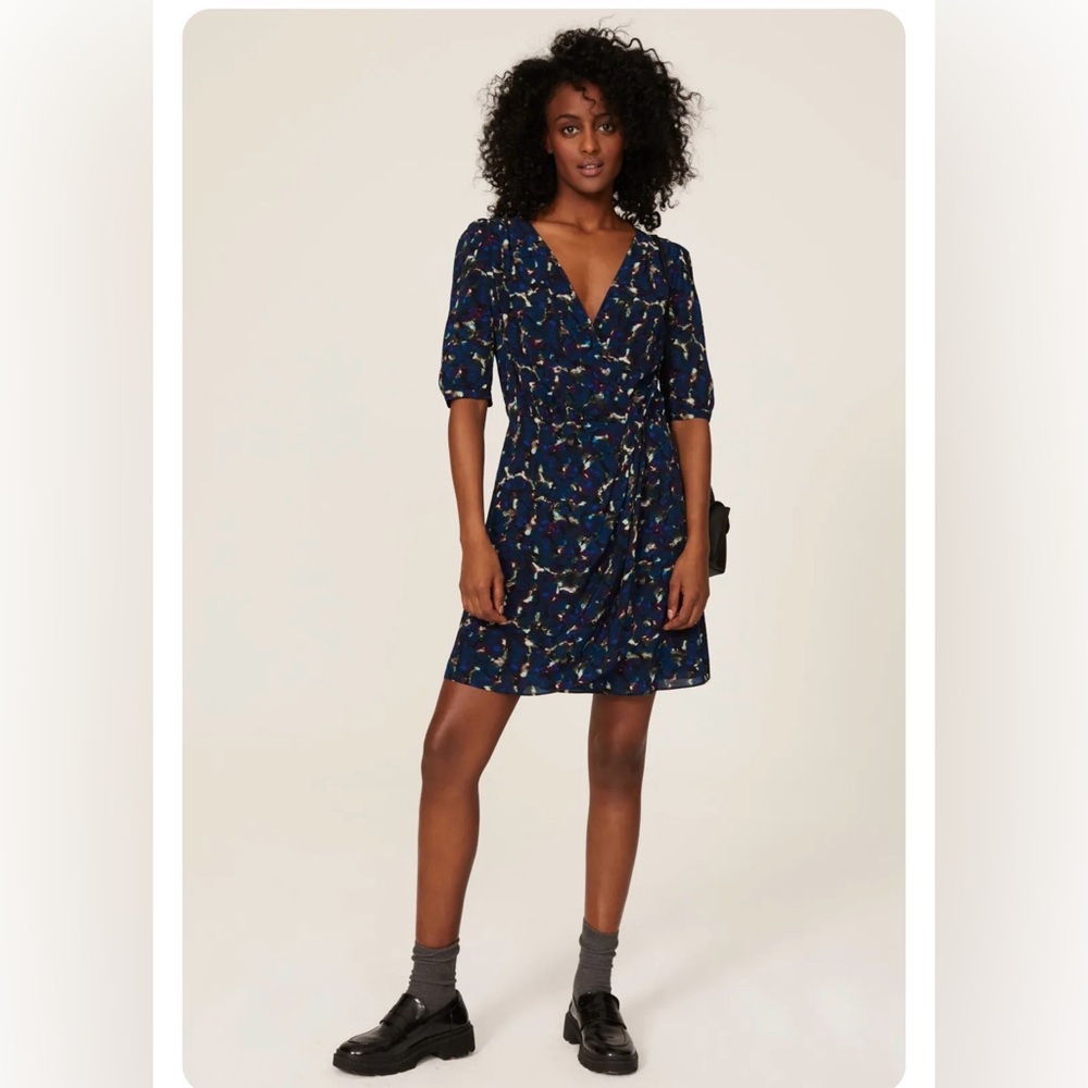 The Kooples Neon Flowers Faux Wrap Dress-Women- Size EU 2/ US Medium (6-8)